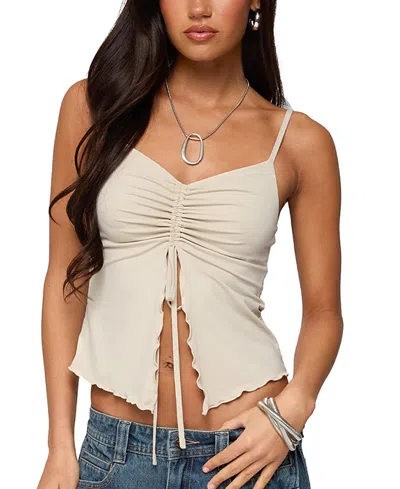 EDIKTED LANDON DRAWSTRING SPLIT FRONT TOP