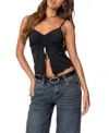 Edikted Landon Drawstring Split Front Top In Black