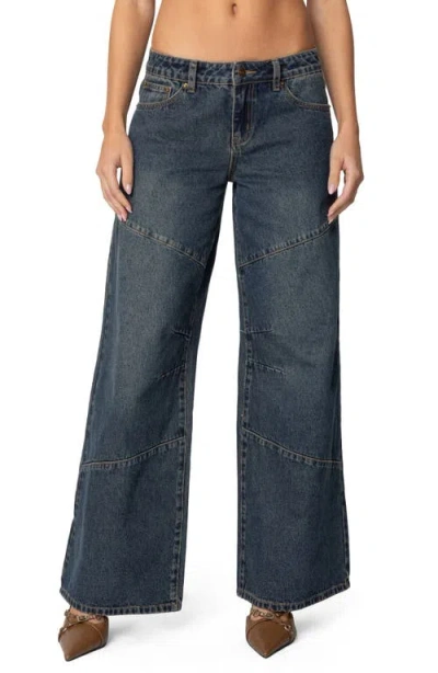 Edikted Laney Low Rise Wide Leg Jeans In Blue