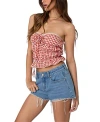 Edikted Lanna Gingham Elastic Scrunch Top In Red