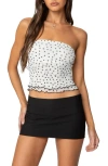 Edikted Laurie Polka Dot Mesh Tube Top In White