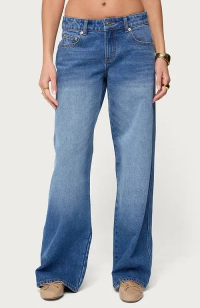Edikted Lauryn Low Rise Wide Leg Jeans In Blue