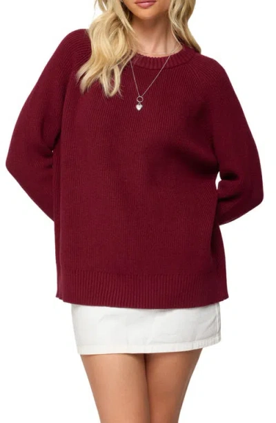 Edikted Lavonne Oversize Raglan Sweater In Burgundy