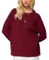Edikted Lavonne Oversized Knit Raglan Sweater In Burgundy