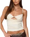 Edikted Layered Bra Cowl Neck Top In Neutral