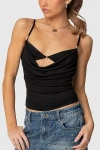 Edikted Layered Bra Cowl Neck Top In Black, Women's At Urban Outfitters