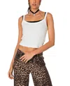 Edikted Layered Crop Rib Tank In White And Black