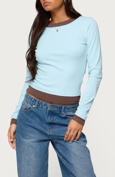 EDIKTED EDIKTED LAYERED LOOK LONG SLEEVE STRETCH COTTON TOP
