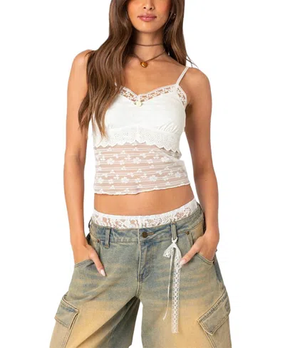 EDIKTED LAYERED SHEER LACE TANK TOP