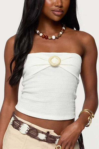 Edikted Layered Textured Knit Strapless Top In Cream, Women's At Urban Outfitters In White