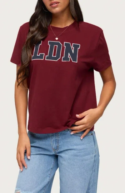 Edikted Ldn Graphic T-shirt In Burgundy