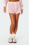 Edikted Lea Cotton Blend Boxer Shorts In Light-pink