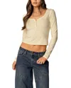 Edikted Leah Henley Top In Yellow