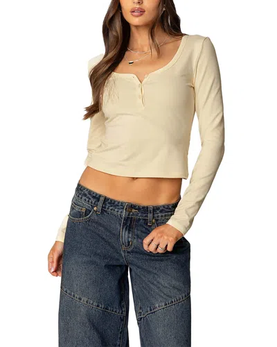 Edikted Leah Henley Top In Yellow