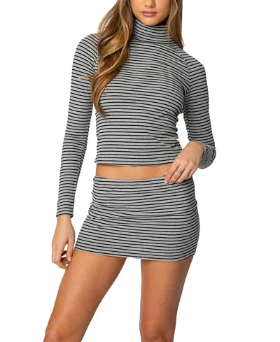 EDIKTED LEANA STRIPED TURTLE NECK TOP