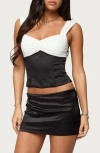 Edikted Leandre Contrast Satin Effect Boned Top In Multi