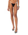 Edikted Leanna Contrast String Bikini Bottom In Black-and-white