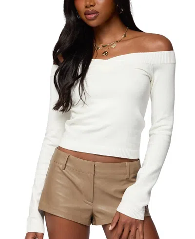 EDIKTED LEATRICE OFF SHOULDER KNIT TOP
