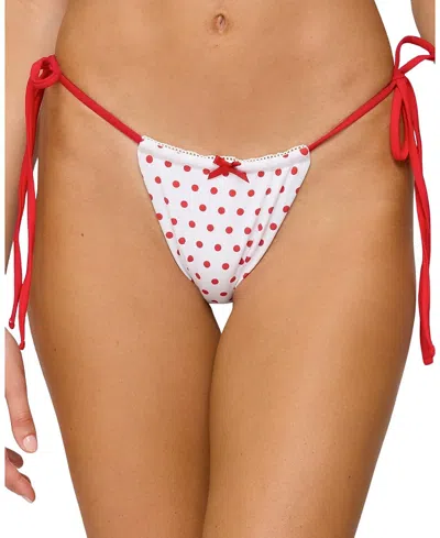 Edikted Leigh Polka Dot String Bikini Bottom In White