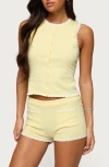 Edikted Leila Scallop Trim Crop Tank Top In Yellow