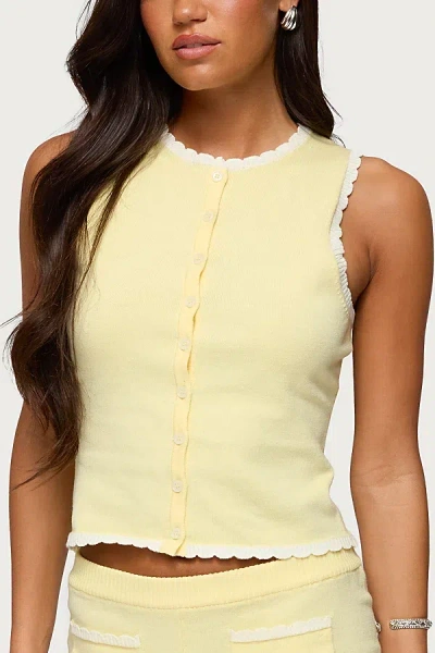 Edikted Leila Scalloped Knit Tank Top In Yellow, Women's At Urban Outfitters