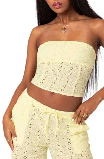 Edikted Lemon Lacey Cotton Corset In Yellow