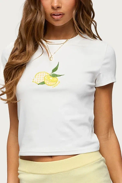 Edikted Lemon Patch Baby T-shirt In White