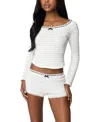 Edikted Lenny Smocked Textured Lace Trim Top In White