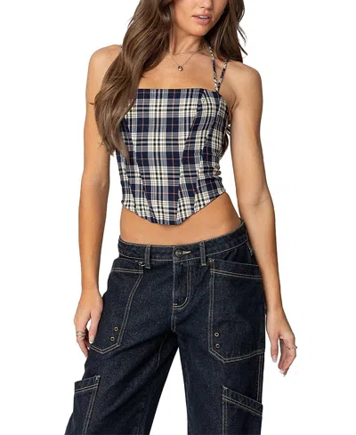 EDIKTED LEON PLAID CORSET