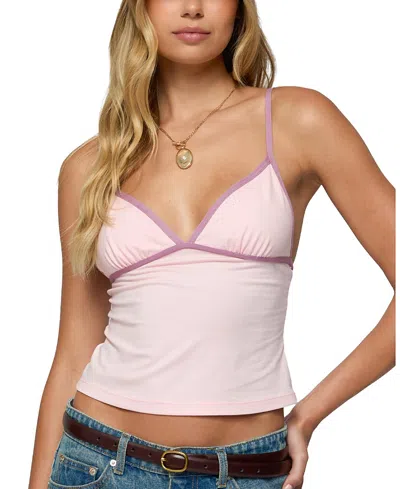 Edikted Leona Contrast Detail Knit Tank Top In Gray