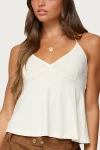 Edikted Leonora Halter Babydoll Top In Cream, Women's At Urban Outfitters In White