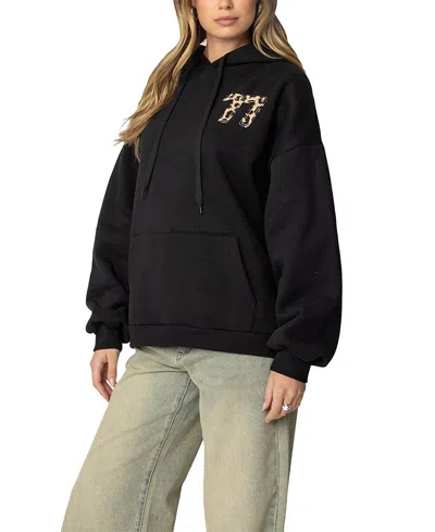 Edikted Leopard 77 Oversized Hoodie In Black