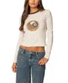 Shop Edikted Leopard 8 Long Sleeve T Shirt In Beige