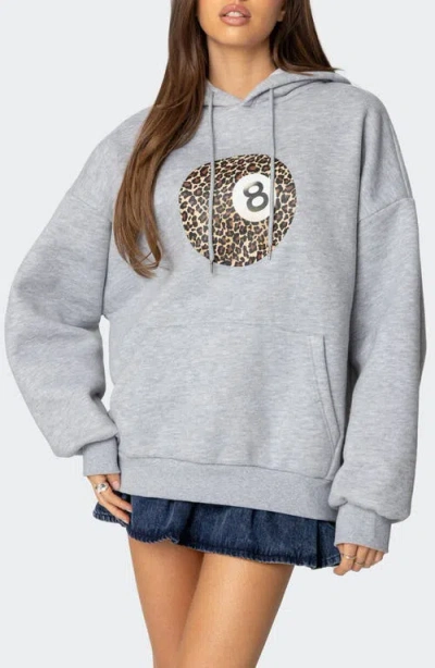 Edikted Leopard 8 Oversize Hoodie In Gray-melange