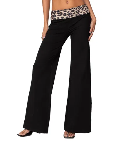 EDIKTED LEOPARD FOLD OVER PANTS