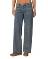 Edikted Leopard Heart Wide Leg Jeans In Blue Washed