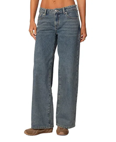 EDIKTED LEOPARD HEART WASHED JEANS