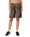 Edikted Low Rise Denim Bermuda Shorts In Leopard