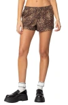 Edikted Leopard Print Boxer Shorts In Brown