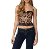 Edikted Leopard Print Satin Bustier Top In Leopard
