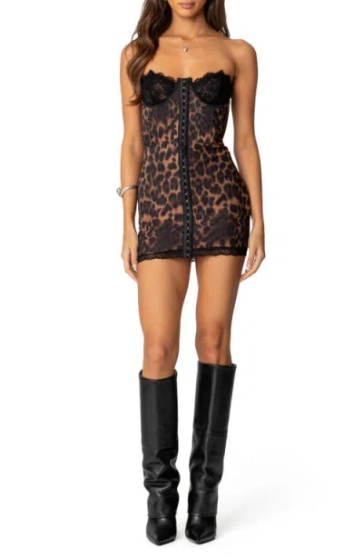 Edikted Leopard Print Strapless Minidress