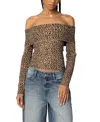 Edikted Leopard Print Fold Over Off The Shoulder Knit Top In Leopard