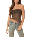 EDIKTED LEOPARD PRINTED SHEER MESH TUBE TOP
