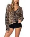 Edikted Leopard Print Fuzzy V-neck Cardigan In Leopard