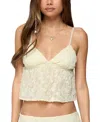 Edikted Leora Textured Floral Babydoll Top In Neutral