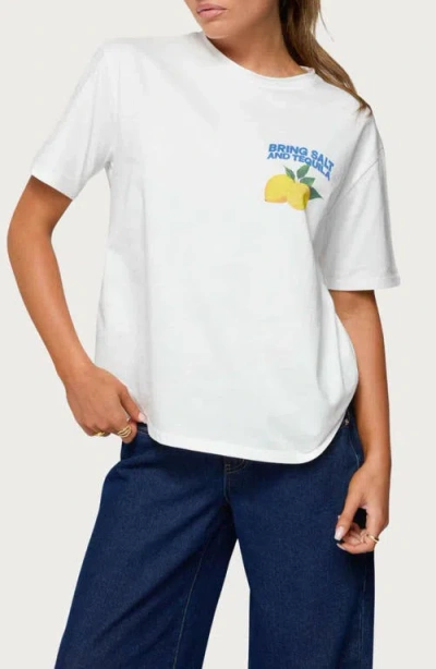 Edikted Let's Make Margaritas Oversize Cotton Graphic T-shirt In Neutral