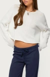 Edikted Leta Knit Long Sleeve Crop Top In Blue