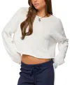 Edikted Leta Knit Long Sleeve Crop Top In White