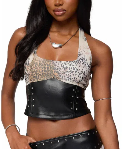 Edikted Letta Printed Chiffon Top In Multi