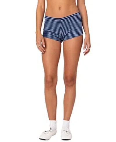 Edikted Levia Striped Micro Shorts In Blue